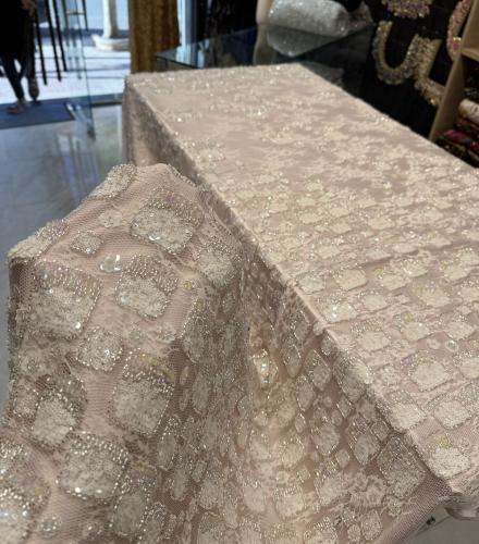 Coupon 3 Metre DENTELLE ROSE CLAIR LUXURY